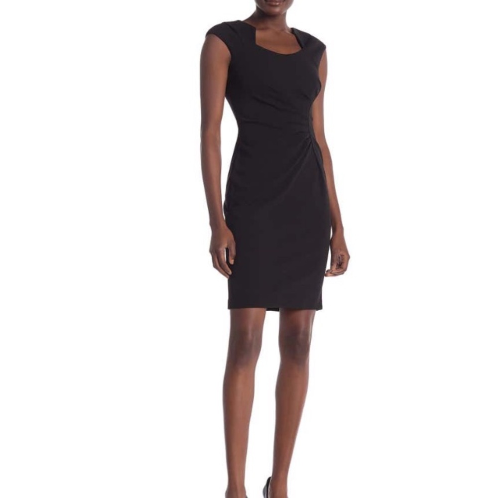 NWT- Calvin Klein Cap-sleeve Side-Ruched Dress